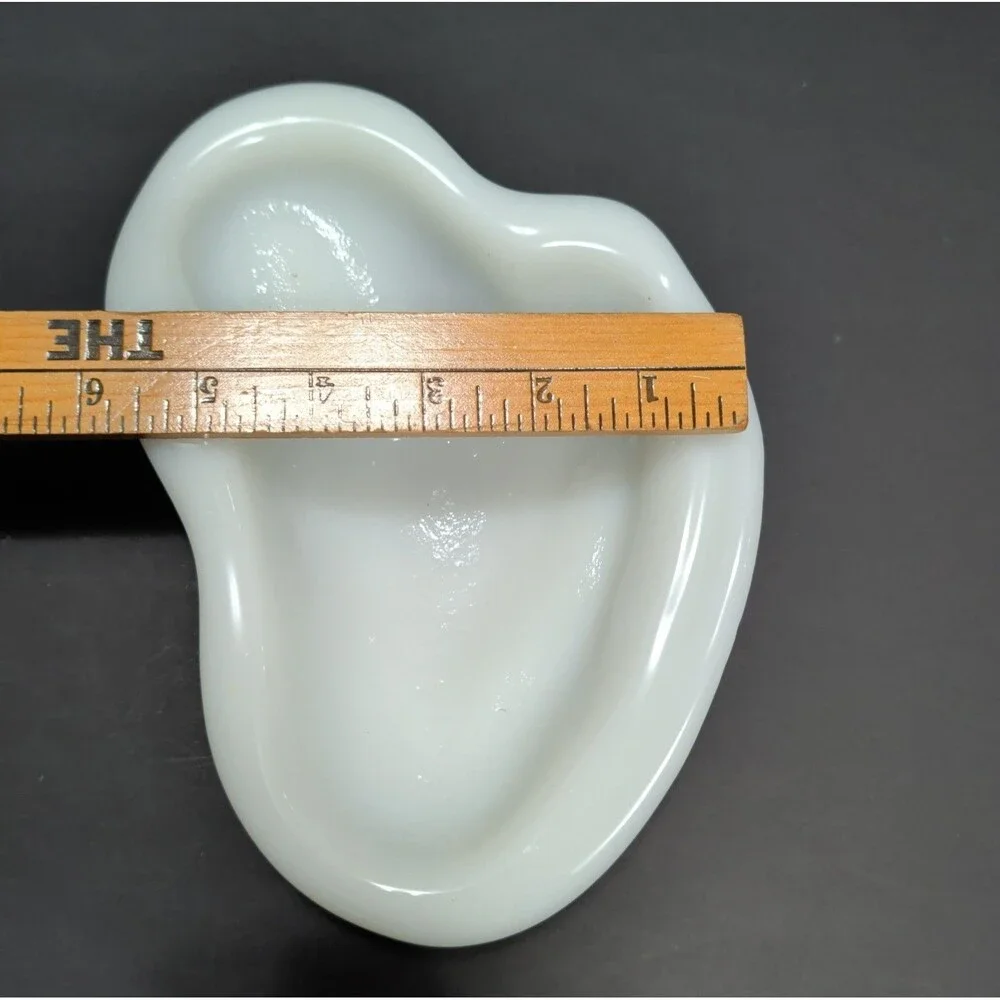 Antique White Milk Glass Kidney Shaped Trinket Dish  Retro Catchall TrayAshtray